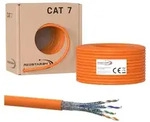 Cat.7 Netzwerkkabel Verlegekabel 1000 MHz S/FTP 50 m Abrollbox PIMF Orange - Orange