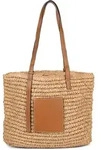 styleBREAKER Korbflecht Schultertasche aus Papierstroh mit Kunstleder Details |...