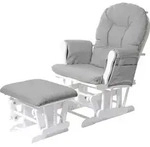 Relaxsessel HWC-C76, Schaukelstuhl Sessel Schwingstuhl mit Hocker Stoff/Textil,