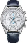 Citizen AT8260-18A Eco-Drive Solar Funk-Armbanduhr f&uuml;r Herren mit Lederband - Wei&szlig;