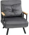 HOMCOM Schlafsessel, Einzelsofa mit Bettfunktion, Relaxsessel mit R&uuml;ckenkissen -