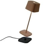 Zafferano Ofelia Mini Tischlampe - Aufladbare LED Au&szlig;enlampe - 30 cm - Braun