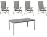 4x Klappsessel urban platin 1x Lofttisch acaplan 160x90cm - Silber/Grau/Schwarz