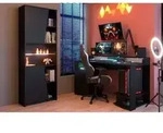 LED-Gaming-Schreibtisch, Schwarzmatt, 152 x 61,5 x 87 cm - Schwarz