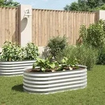 vidaXL Garten-Hochbeet 160x80x44 cm Verzinkter Stahl Silbern - Silber