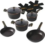 STONELINE&reg; Kochgeschirr-Set 11-teilig 18/20/24 Ros&eacute;gold | mit Deckeln - Schwarz