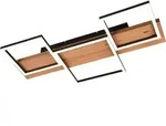 LED-Deckenleuchte - Braun - Schwarz - Holz - Metall - B 65 cm - dimmbar - Schwarz