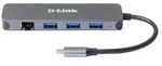 D-Link DUB-2334 5-in-1 USB-C Hub mit Gigabit Ethernet/Power Delivery - Grau