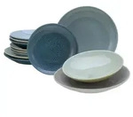 CreaTable, 23845, Reactive Aqua, Tellerset 12-tlg, Steinzeug - Blau