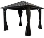 DEGAMO Gartenpavillon Pavillon Alupavillon NOVARA 3x3 Meter, Aluminium schwarz, Dach
