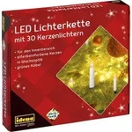 Idena 38192 - LED Kerzen Lichterkette mit 30 LEDs in Warmwei&szlig;, elfenbeinfarbene