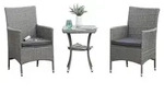 Outsunny 3-tlg. Balkonm&ouml;bel Set Sitzgruppe Rattan Gartenset Polyrattan Grau -...