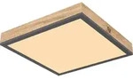 Globo Lighting Deckenleuchte Aluminium Graphit, MDF Holzoptik, Acryl opal, Rahmen in