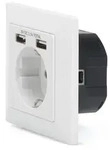 Digitus Sicherheits-Steckdose f&uuml;r Unterputzmontage mit 2 USB-Ports, 2x USB, Wei&szlig;,