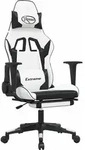 vidaXL Gaming-Stuhl mit Massage & Fu&szlig;st&uuml;tze Wei&szlig; & Schwarz Kunstleder -...