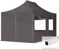 TOOLPORT 3x4,5m Stahl Faltpavillon, inkl. 4 Seitenteile, dunkelgrau
