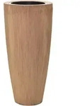 VIVANNO Pflanzk&uuml;bel Fiberglas CITY Rund, Streifenbeige geriffelt - 37x80 cm -...