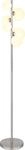 Globo Lighting Stehleuchte Metall Nickel matt, Glas opal, Kabel PVC schwarz,