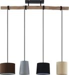 Lindby H&auml;ngeleuchte Amilia, Stoff, 4-flg., grau/beige, E27