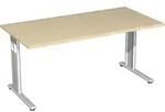 Geram&ouml;bel Schreibtisch h&ouml;henverstellbar, 1600x800x680-820, Ahorn/Silber,