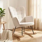 HOMCOM Schaukelstuhl Sessel Relaxsessel bis 120 kg, Polyester, Beige - Beige