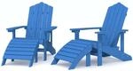 vidaXL Adirondack-Gartenst&uuml;hle 2 Stk. mit Hockern HDPE Aquamarin
