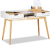 relaxdays Schreibtisch weiß rechteckig, 4-Fuß-Gestell braun 120,0 x 55,0 cm