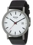 Boccia 3622-01 Herrenuhr Titan mit schwarzem Lederband - Wei&szlig;