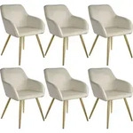 tectake&reg; Esszimmerstuhl Marilyn gepolstert, in Samtoptik 58 x 62 x 82 cm - Creme