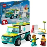 LEGO City Rettungswagen und Snowboarder, Krankenwagen-Spielset mit Spielzeug-Auto und