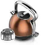 Arendo Wasserkocher mit Temperatureinstellung, 1,7 l, 2200 W, Edelstahl Retro...