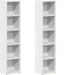 vidaXL CD-Regale 2 Stk. Wei&szlig; 21x16x93,5 cm Holzwerkstoff - Wei&szlig;