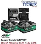 HiKOKI HITACHI Multi Booster Pack A Multi Volt 2x Akku BSL36A18X 36V/2,5Ah +