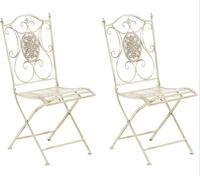 CLP 2er Set Gartenst&uuml;hle Sibell antik-creme