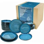 CreaTable, 21551, Nordic Fjord Blue, Tellerset 18-tlg, Steinzeug - Blau