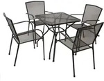 DEGAMO Gartengarnitur CLASSIC 5-teilig (4x Stapelsessel, 1x Tisch 70x70cm),