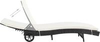 vidaXL Sonnenliege mit Rollen und Auflage Poly Rattan Schwarz