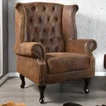 riess-ambiente Chesterfield Sessel 85cm antik braun Microfaser mit Knopfheftung -
