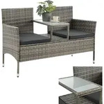 Juskys Polyrattan Gartenbank Monaco - 2-Sitzer Bank mit Tisch & Kissen - 133 &times; 63 &times;