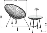 Juskys Balkonm&ouml;bel Set Ostana 3-teilig - Tisch & 2 Sessel - stilvolle Sitzgruppe