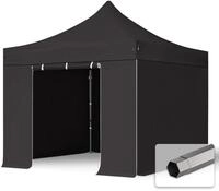 TOOLPORT 3x3m Stahl Faltpavillon, inkl. 4 Seitenteile, schwarz