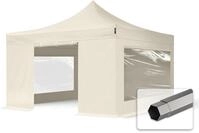 TOOLPORT 4x4m Stahl Faltpavillon, inkl. 4 Seitenteile, creme