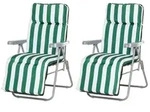 Outsunny 2 xKlappst&uuml;hle Sonnenliege Gartenstuhl klappbar Liege 5 Positionen Gr&uuml;n