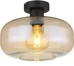 Globo Lighting Deckenleuchte Metall schwarz matt, Glas amber, &oslash;: 280mm, H: 205mm,