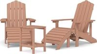 vidaXL Adirondack-Gartenst&uuml;hle mit Hocker & Tisch HDPE Braun