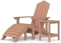 vidaXL Adirondack-Gartenstuhl mit Hocker & Tisch HDPE Braun