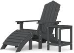 vidaXL Adirondack-Gartenstuhl mit Hocker & Tisch HDPE Anthrazit