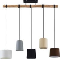 Lindby H&auml;ngeleuchte Amilia, Stoff, 5-flg., grau/beige, E27
