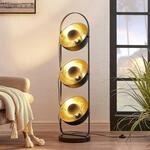 Lindby - Moderne vloerlamp zwart met goud 3-lichts - Muriel I Wohnzimmer I