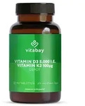Vitabay Vitamin D3 + K2 Depot &ndash; 180 vegane Tabletten &ndash; hochdosiert &ndash; 5000...